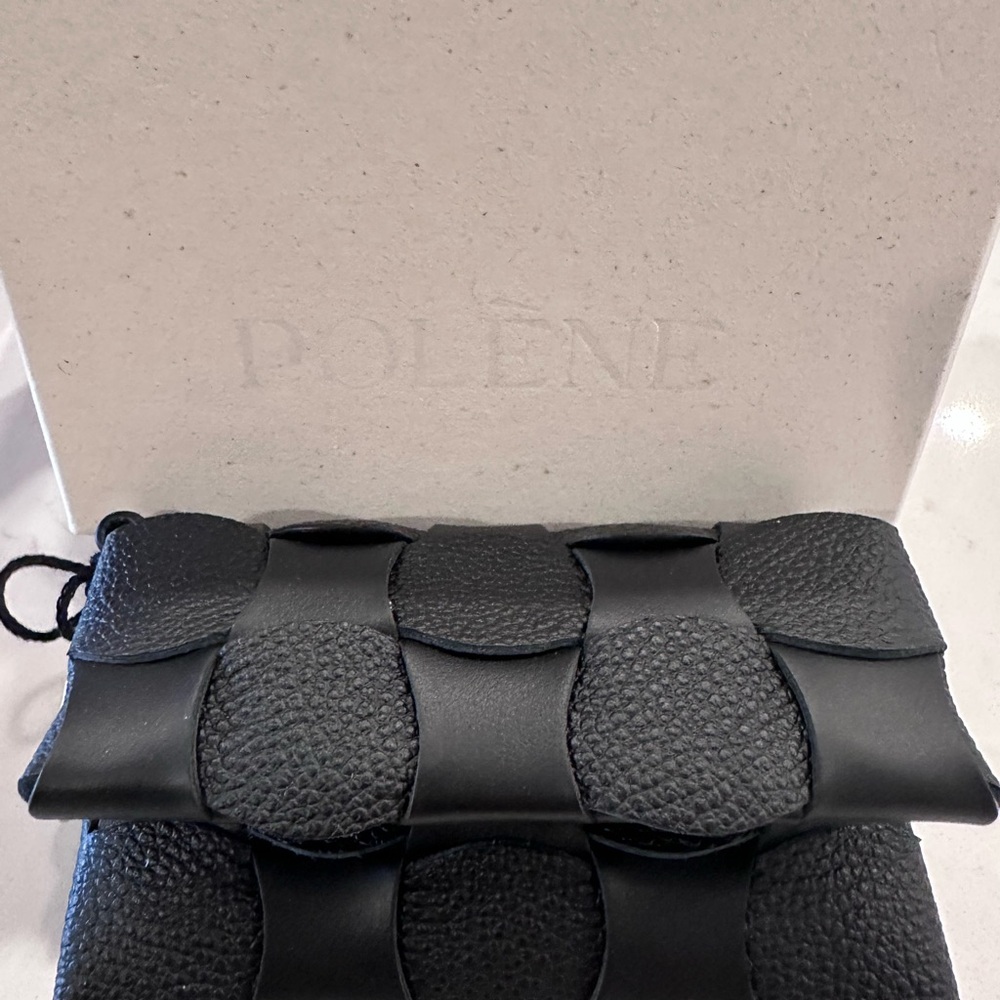 Polene Black Textured Clutch